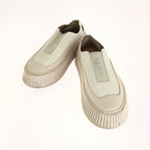 ジルサンダー プラットフォーム スリッポン スニーカー ローカットスニーカー ホワイト アイボリー レザー ラバー レディース JIL SANDER 中古