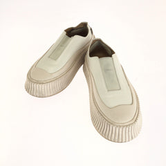 ジルサンダー プラットフォーム スリッポン スニーカー ローカットスニーカー ホワイト アイボリー レザー ラバー レディース JIL SANDER 中古