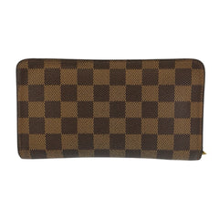 ルイ ヴィトン ダミエ ポルトモネジップ 長財布 ジッピー ロングウォレット N61728 ブラウン PVC レディース LOUIS VUITTON 中古