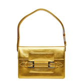 フェンディ バックルモチーフ スクエア型 肩掛け ワンショルダーバッグ ゴールド レザー レディース FENDI 中古
