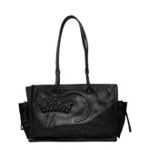 ロエベ クラウンスタッズ ショッパートート トートバッグ ショルダーバッグ ブラック レザー レディース LOEWE 中古