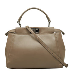 フェンディ セレリア ピーカブー ミニ ハンドバッグ ショルダーバッグ 2WAY 8BN244 グレージュ レザー レディース FENDI 中古