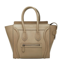 セリーヌ ラゲージ マイクロショッパー ハンドバッグ ベージュ レザー レディース CELINE 中古
