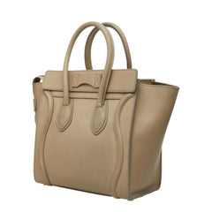 セリーヌ ラゲージ マイクロショッパー ハンドバッグ ベージュ レザー レディース CELINE 中古