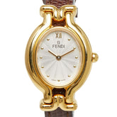 フェンディ カメレオン チェンジベルト 5色 腕時計 640L クオーツ ホワイト文字盤 メッキ レザー レディース FENDI 中古