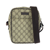 グッチ GGスプリーム ショルダーバッグ ポシェット 122754 ベージュ ブラウン キャンバス レザー レディース GUCCI 中古