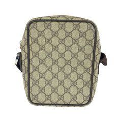 グッチ GGスプリーム ショルダーバッグ ポシェット 122754 ベージュ ブラウン キャンバス レザー レディース GUCCI 中古