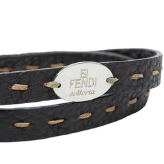 フェンディ セレリア 2連 ブレスレット ブラウン レザー メタル レディース FENDI 中古