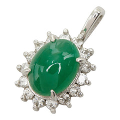 ヒスイ ダイヤモンド Pt900 プラチナ ひすい ダイヤ0.26ct フラワーモチーフ ペンダントトップ ネックレス レディース 中古