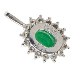 ヒスイ ダイヤモンド Pt900 プラチナ ひすい ダイヤ0.26ct フラワーモチーフ ペンダントトップ ネックレス レディース 中古