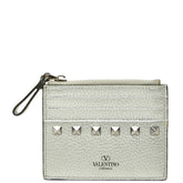 ヴァレンティノ ロックスタッズ カードケース コインケース シルバー レザー レディース VALENTINO 中古