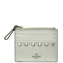 ヴァレンティノ ロックスタッズ カードケース コインケース シルバー レザー レディース VALENTINO 中古