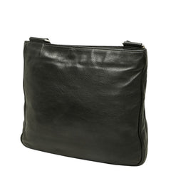 プラダ 三角ロゴプレート 斜め掛け ショルダーバッグ ブラック レザー レディース PRADA 中古