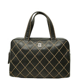 シャネル ココマーク ワイルドステッチ ハンドバッグ ミニ ボストンバッグ ブラック レザー レディース CHANEL 中古