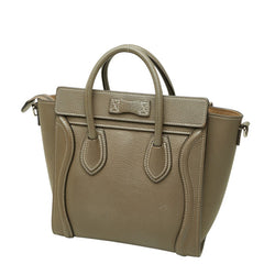 セリーヌ ラゲージ ナノショッパー ハンドバッグ 2WAY ショルダーバッグ グレージュ レザー レディース CELINE 中古