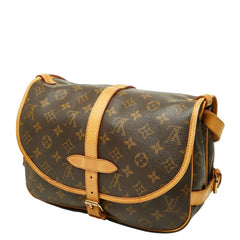 ルイ ヴィトン モノグラム ソミュール30 斜め掛け ショルダーバッグ M42256 ブラウン PVC レザー レディース LOUIS VUITTON 中古