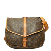 ルイ ヴィトン モノグラム ソミュール35 斜め掛け ショルダーバッグ M42254 ブラウン PVC レザー レディース LOUIS VUITTON 中古