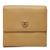 シャネル ココマーク Wホック 三つ折り財布 ベージュ レザー レディース CHANEL 中古