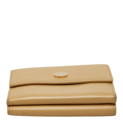 シャネル ココマーク Wホック 三つ折り財布 ベージュ レザー レディース CHANEL 中古