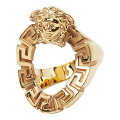ヴェルサーチェ メデューサ グレカ模様 リング 指輪 ゴールド メッキ ユニセックス VERSACE 中古