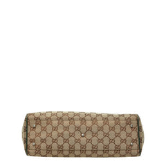 グッチ GGキャンバス シェリーライン トートバッグ ハンドバッグ 145810 ベージュ グリーン キャンバス レザー レディース GUCCI 中古
