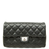 シャネル ユニフォーム 2.55 マトラッセ ポーチ ブラック シルバー金具 レザー レディース CHANEL 中古