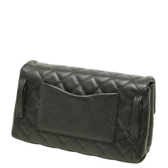 シャネル ユニフォーム 2.55 マトラッセ ポーチ ブラック シルバー金具 レザー レディース CHANEL 中古
