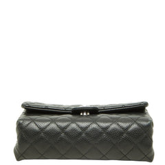 シャネル ユニフォーム 2.55 マトラッセ ポーチ ブラック シルバー金具 レザー レディース CHANEL 中古