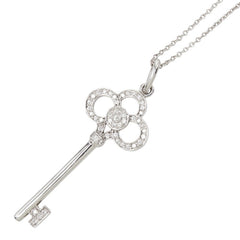 ティファニー クラウン キー ペンダント ネックレス K18WG ホワイトゴールド 750 ダイヤ レディース TIFFANY&Co. 中古