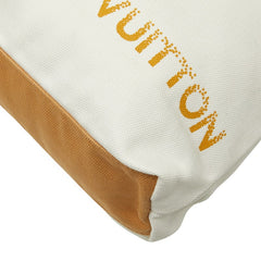ルイ ヴィトン Fondation フォンダシオン 美術館 トートバッグ 肩掛け ホワイト ベージュ キャンバス レディース LOUIS VUITTON 中古