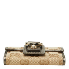 グッチ アビー GGキャンバス 三つ折り キーケース 141419 ベージュ キャンバス レザー レディース GUCCI 中古