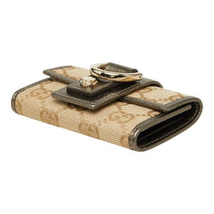 グッチ アビー GGキャンバス 三つ折り キーケース 141419 ベージュ キャンバス レザー レディース GUCCI 中古