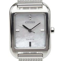 シチズン 腕時計 EM0491-81D エコドライブ ホワイト文字盤 ステンレススチール ダイヤモンド レディース CITIZEN 中古