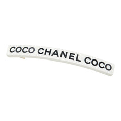 シャネル バレッタ 02P ホワイト ゴールド金具 プラスチック メッキ レディース CHANEL 中古