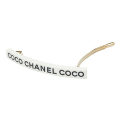 シャネル バレッタ 02P ホワイト ゴールド金具 プラスチック メッキ レディース CHANEL 中古