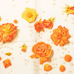 エルメス カレ90 LA ROSEE 薔薇の雫 スカーフ ベージュ アイボリー シルク レディース HERMES 【中古】