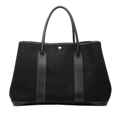 エルメス ガーデンパーティPM トートバッグ □G刻印 ブラック トワルオフィシエ レザー レディース HERMES 中古