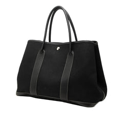 エルメス ガーデンパーティPM トートバッグ □G刻印 ブラック トワルオフィシエ レザー レディース HERMES 中古