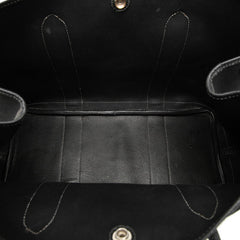 エルメス ガーデンパーティPM トートバッグ □G刻印 ブラック トワルオフィシエ レザー レディース HERMES 中古