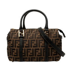 フェンディ ズッカ ハンドバッグ ショルダーバッグ 2WAY 261470 ブラウン ブラック キャンバス レザー レディース FENDI 中古