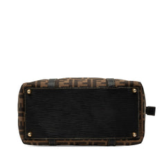 フェンディ ズッカ ハンドバッグ ショルダーバッグ 2WAY 261470 ブラウン ブラック キャンバス レザー レディース FENDI 中古