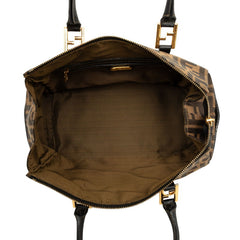 フェンディ ズッカ ハンドバッグ ショルダーバッグ 2WAY 261470 ブラウン ブラック キャンバス レザー レディース FENDI 中古