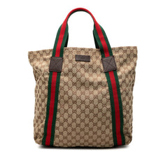 グッチ GGキャンバス トートバッグ 189669 ベージュ キャンバス レザー レディース GUCCI 【中古】