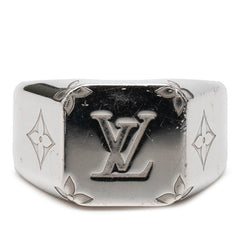 ルイ ヴィトン モノグラム シグネット リング 指輪 #L M00625 シルバー メタル メンズ LOUIS VUITTON 【中古】
