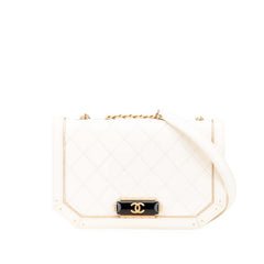 シャネル マトラッセ ココマーク ショルダーバッグ ホワイト ゴールド ラムスキン レディース CHANEL 【中古】