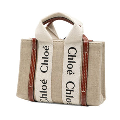 クロエ ウッディ ミニ ハンドバッグ ショルダーバッグ 2WAY ベージュ ブラウン キャンバス レザー レディース Chloe 【中古】