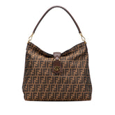 フェンディ ズッカ ワンショルダーバッグ 8BR682 ブラウン キャンバス レザー レディース FENDI 【中古】