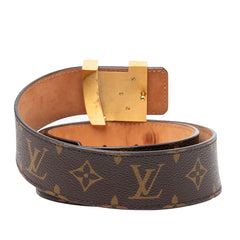 ルイ ヴィトン モノグラム サンチュール ベルト サイズ:80/32 M9608 ブラウン ゴールド PVC レザー メンズ LOUIS VUITTON 【中古】