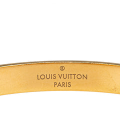 ルイ ヴィトン ブラスレ カフ ナノグラム バングル サイズ:M M00252 ゴールド メッキ メタル レディース LOUIS VUITTON 【中古】