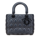 ディオール レディディオール カナージュ ミディアム ハンドバッグ グレー ウルトラマット カーフスキン レディース Dior 【中古】